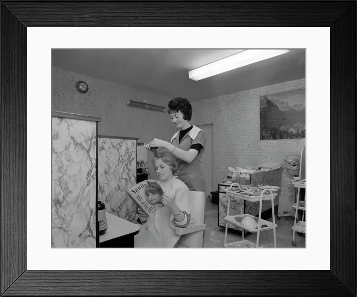 Framed Print : Hairdressing salon, Armthorpe, near Doncaster, South Yorkshire, 1964 Framed Print : Hairdressing salon, Armthorpe, near Doncaster, South Yorkshire, 1964