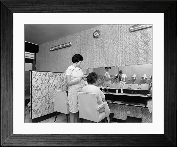 Framed Print : Hairdressers salon, Armthorpe, near Doncaster, South Yorkshire, 1961 Framed Print : Hairdressers salon, Armthorpe, near Doncaster, South Yorkshire, 1961