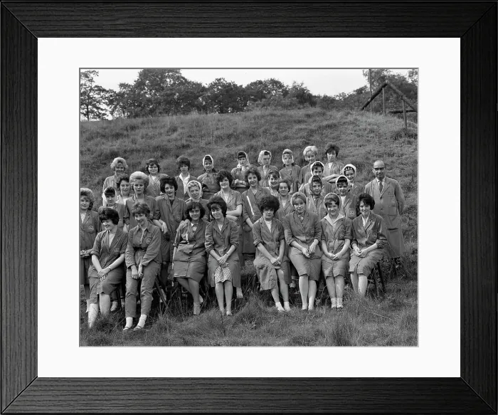 Framed Print : Women from the ICI powder works in a group photograph, South Yorkshire, 1962. Artist Framed Print : Women from the ICI powder works in a group photograph, South Yorkshire, 1962. Artist