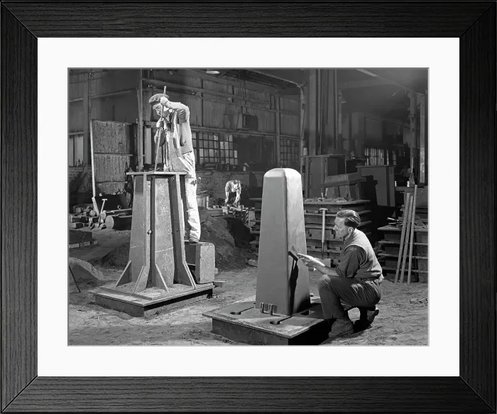 Framed Print : Two stages of moulding a steel casting, Rotherham, South Yorkshire, 1963. Artist Framed Print : Two stages of moulding a steel casting, Rotherham, South Yorkshire, 1963. Artist