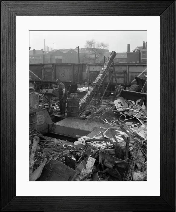 Framed Print : Recycling scrap, Rotherham, South Yorkshire, 1965. Artist: Michael Walters Framed Print : Recycling scrap, Rotherham, South Yorkshire, 1965. Artist: Michael Walters