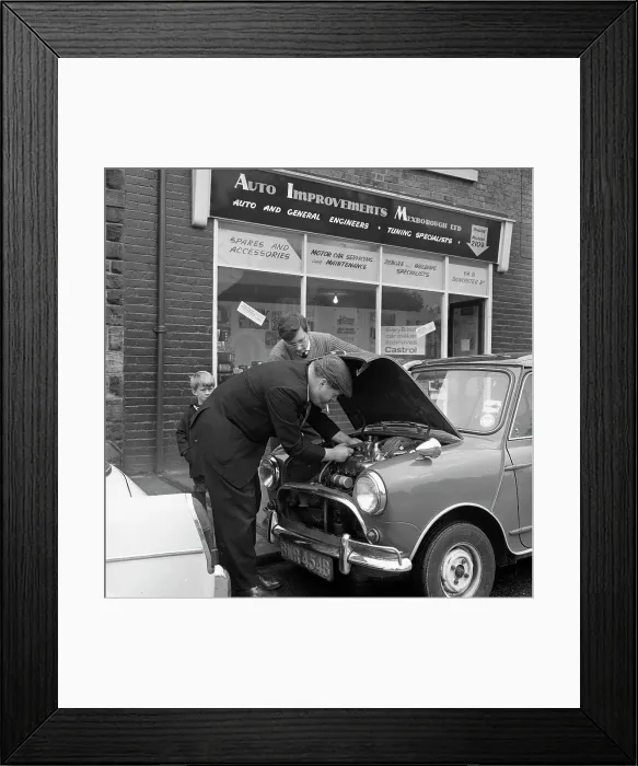 Framed Print : Auto Improvements, Mexborough, South Yorkshire, 1965. Artist: Michael Walters Framed Print : Auto Improvements, Mexborough, South Yorkshire, 1965. Artist: Michael Walters