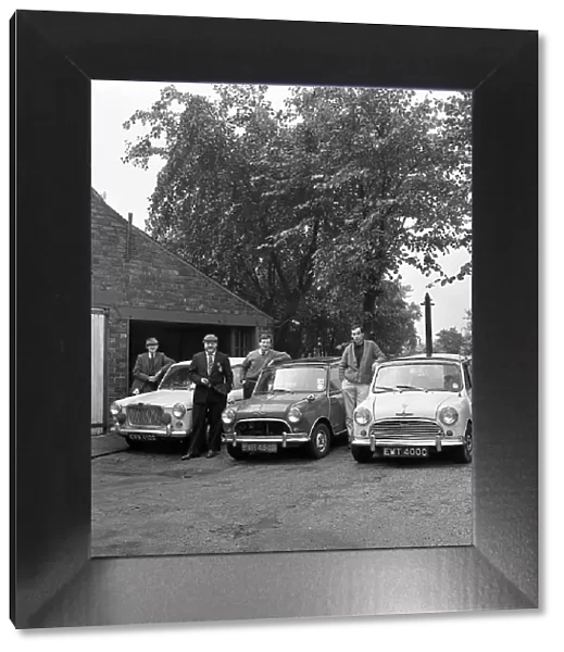 Group of friends with their cars, Mexborough, South Yorkshire, 1965