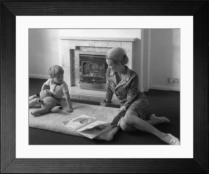 Framed Print : Domestic fire place advertisment for the NCB, 1967. Artist: Michael Walters