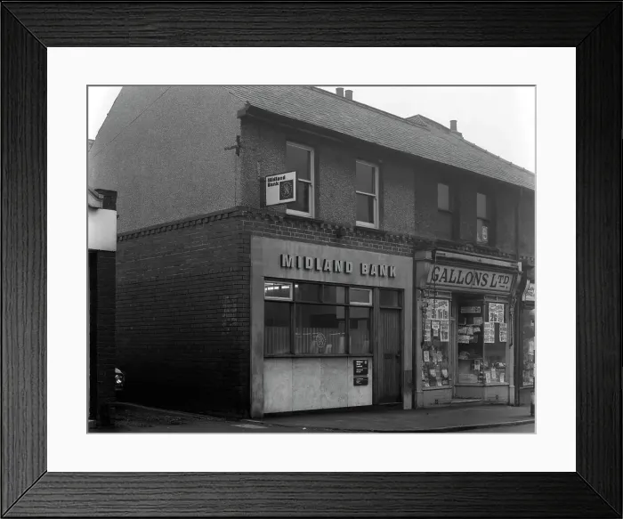 Framed Print : Midland Bank, Thurnscoe, South Yorkshire, 1969. Artist: Michael Walters Framed Print : Midland Bank, Thurnscoe, South Yorkshire, 1969. Artist: Michael Walters