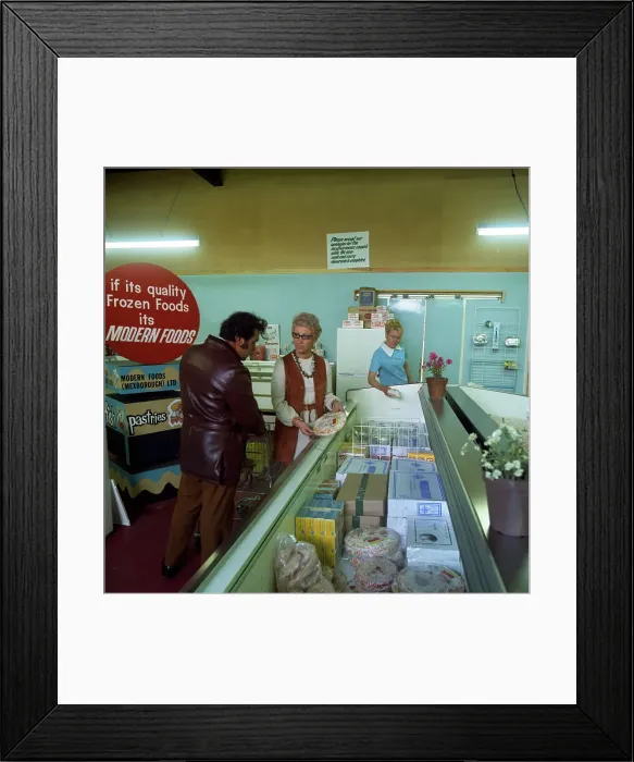 Framed Print : Frozen food shop, Mexborough, South Yorkshire, 1972. Artist: Michael Walters Framed Print : Frozen food shop, Mexborough, South Yorkshire, 1972. Artist: Michael Walters