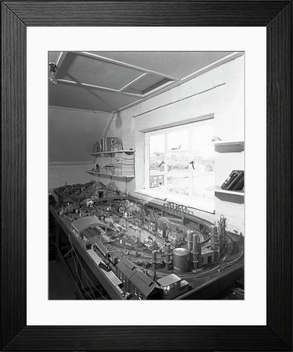 Framed Print : Model railway layout, Wickersley, South Yorkshire, 1960. Artist: Michael Walters Framed Print : Model railway layout, Wickersley, South Yorkshire, 1960. Artist: Michael Walters
