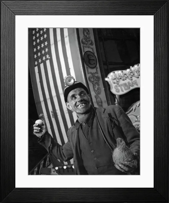 Framed Print : Miner at a fairground, Conisbrough, near Doncaster, South Yorkshire, 1955. Artist Framed Print : Miner at a fairground, Conisbrough, near Doncaster, South Yorkshire, 1955. Artist