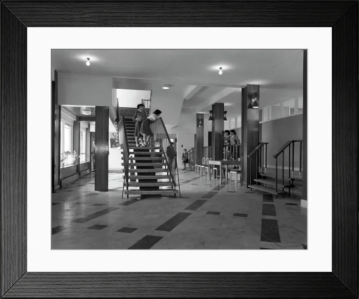 Framed Print : Pupils talking on a stairway, Tapton Hall Secondary Modern School, Sheffield, South Yorkshire, 1960 Framed Print : Pupils talking on a stairway, Tapton Hall Secondary Modern School, Sheffield, South Yorkshire, 1960