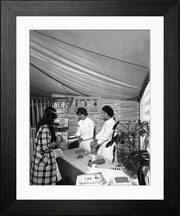 Framed Print : Cooking demonstration for East Midlands Gas Boards gas cooker promotion, 1961. Artist Framed Print : Cooking demonstration for East Midlands Gas Boards gas cooker promotion, 1961. Artist