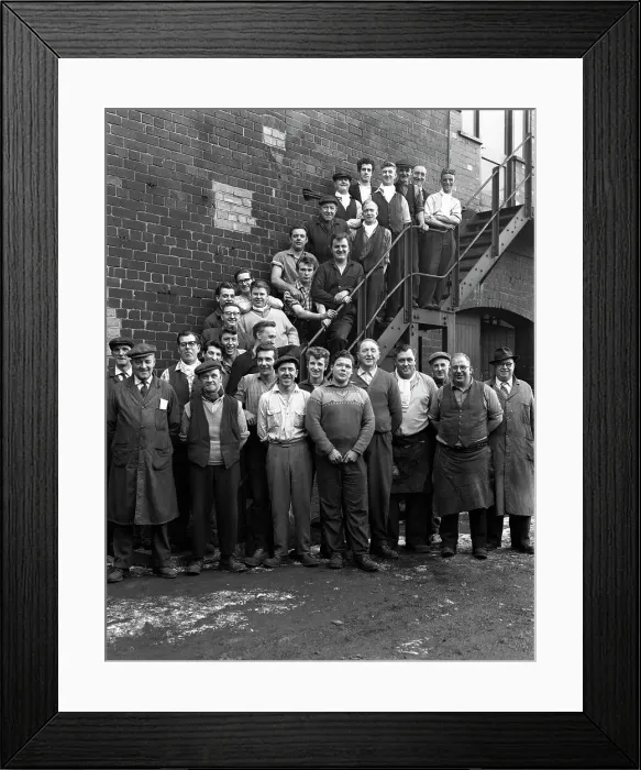 Framed Print : Group portrait of workers, Edgar Allens steel foundry, Sheffield, South Yorkshire, 1963 Framed Print : Group portrait of workers, Edgar Allens steel foundry, Sheffield, South Yorkshire, 1963