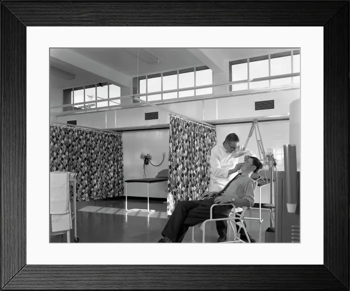 Framed Print : Medical care at a steelworks, Sheffield, South Yorkshire, 1963. Artist: Michael Walters Framed Print : Medical care at a steelworks, Sheffield, South Yorkshire, 1963. Artist: Michael Walters