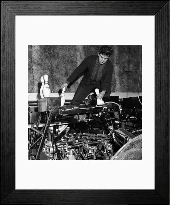 Framed Print : Loading bowling pins at Silver Blades Ice Rink, Sheffield, South Yorkshire, 1964 Framed Print : Loading bowling pins at Silver Blades Ice Rink, Sheffield, South Yorkshire, 1964