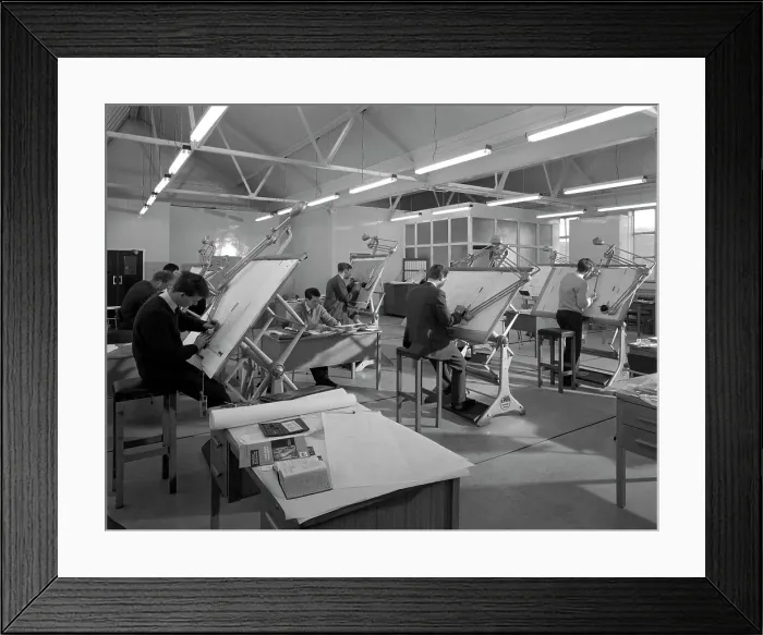 Framed Print : Drawing office at a Sheffield steel foundry, Edgar Allens, 1964. Artist: Michael Walters Framed Print : Drawing office at a Sheffield steel foundry, Edgar Allens, 1964. Artist: Michael Walters