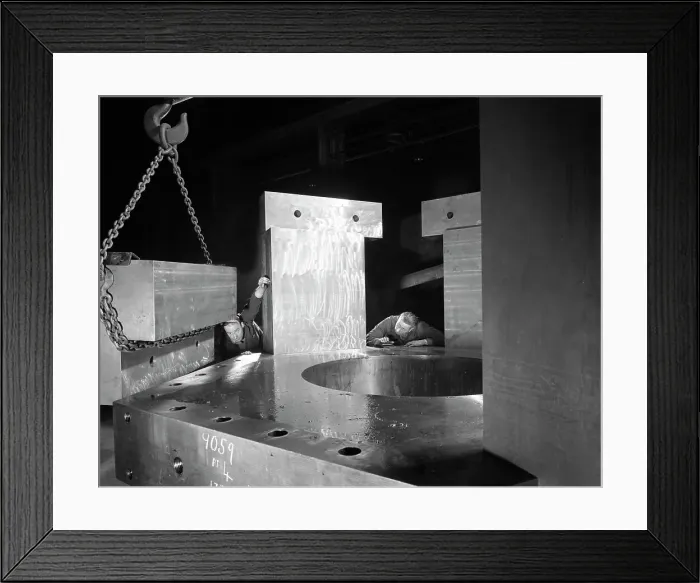 Framed Print : Inspecting a bubble chamber casting, Edgar Allens steel foundry, Sheffield, South Yorkshire, 1964 Framed Print : Inspecting a bubble chamber casting, Edgar Allens steel foundry, Sheffield, South Yorkshire, 1964