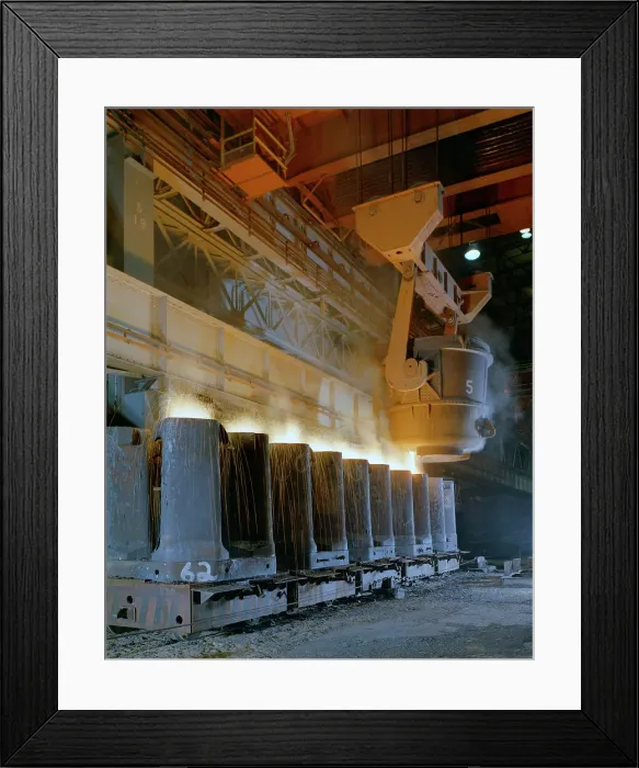 Framed Print : Teeming (pouring) steel ingots, Park Gate Iron and Steel Co, Rotherham, South Yorkshire, 1965 Framed Print : Teeming (pouring) steel ingots, Park Gate Iron and Steel Co, Rotherham, South Yorkshire, 1965
