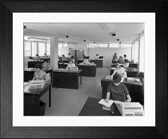 Framed Print : Administration office at Huntsman House, Leeds, West Yorkshire, 1968 Framed Print : Administration office at Huntsman House, Leeds, West Yorkshire, 1968