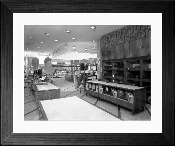 Framed Print : Barnsley Co-operative society, mens tailoring department, South Yorkshire, 1960 Framed Print : Barnsley Co-operative society, mens tailoring department, South Yorkshire, 1960