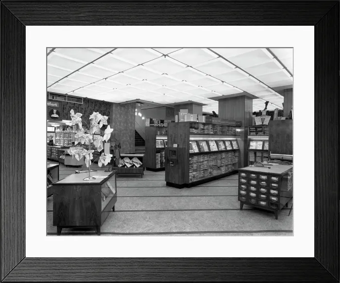 Framed Print : Barnsley Co-operative society, mens tailoring department, South Yorkshire, 1960 Framed Print : Barnsley Co-operative society, mens tailoring department, South Yorkshire, 1960