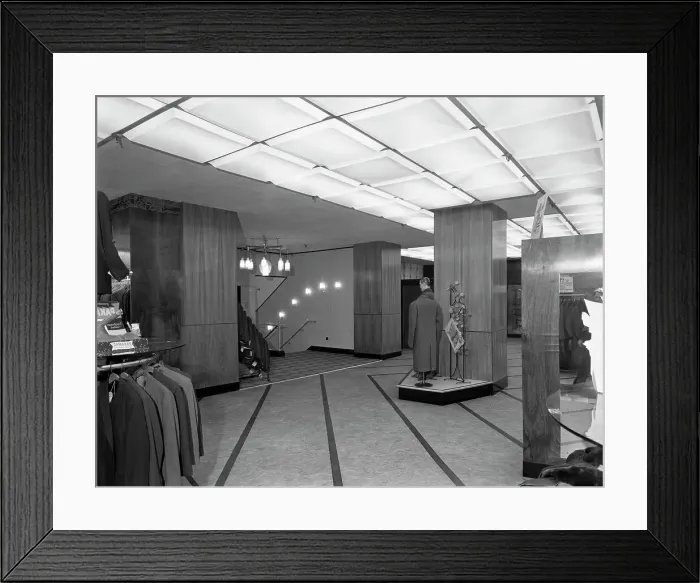 Framed Print : Barnsley Co-operative society, mens tailoring department, South Yorkshire, 1960 Framed Print : Barnsley Co-operative society, mens tailoring department, South Yorkshire, 1960