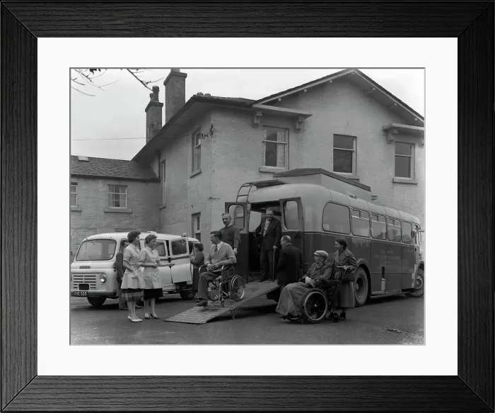 Framed Print : Paraplegic bus, Pontefract, West Yorkshire, 1960. Artist: Michael Walters Framed Print : Paraplegic bus, Pontefract, West Yorkshire, 1960. Artist: Michael Walters