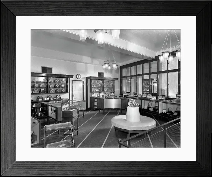 Framed Print : Barnsley Co-op central jewellery department, South Yorkshire, 1956 Framed Print : Barnsley Co-op central jewellery department, South Yorkshire, 1956