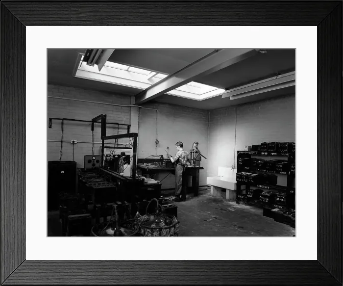 Framed Print : Scene in the workshops of Globe & Simpson auto electricians, Lincoln, Lincolnshire, 1961 Framed Print : Scene in the workshops of Globe & Simpson auto electricians, Lincoln, Lincolnshire, 1961