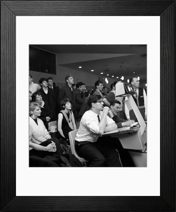 Framed Print : Steelworks social evening at a bowling alley, Sheffield, South Yorkshire, 1964. Artist Framed Print : Steelworks social evening at a bowling alley, Sheffield, South Yorkshire, 1964. Artist