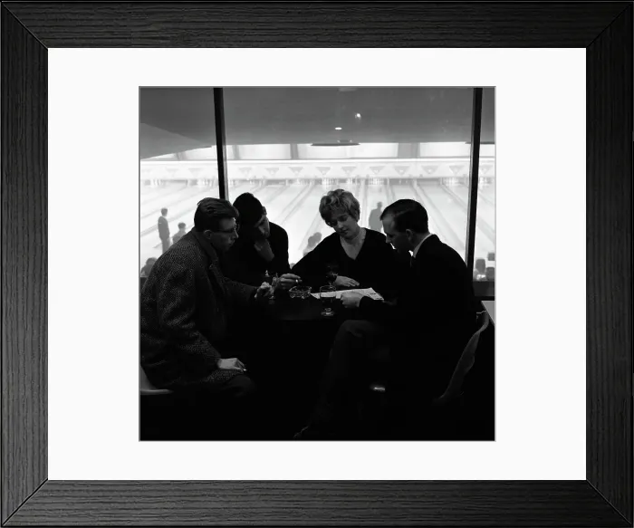 Framed Print : Group of friends on a night out at Silver Blades Bowling Alley, Sheffield, South Yorkshire, 1964 Framed Print : Group of friends on a night out at Silver Blades Bowling Alley, Sheffield, South Yorkshire, 1964