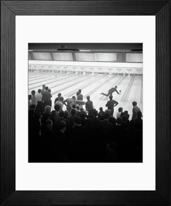 Framed Print : Steelworks social evening at a bowling alley, Sheffield, South Yorkshire, 1964. Artist Framed Print : Steelworks social evening at a bowling alley, Sheffield, South Yorkshire, 1964. Artist