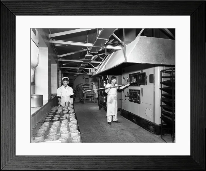 Framed Print : Pork pie production, Rawmarsh, South Yorkshire, 1955. Artist: Michael Walters Framed Print : Pork pie production, Rawmarsh, South Yorkshire, 1955. Artist: Michael Walters