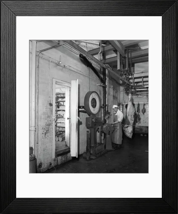Framed Print : Schonhuts butchery factory, Rawmarsh, South Yorkshire, 1955. Artist: Michael Walters Framed Print : Schonhuts butchery factory, Rawmarsh, South Yorkshire, 1955. Artist: Michael Walters