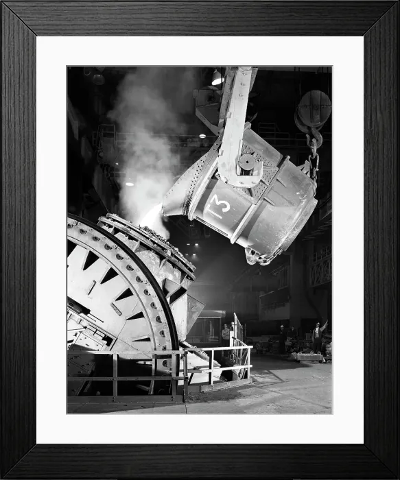 Framed Print : Pouring iron into a Kaldo unit, Park Gate Iron and Steel Co, Rotherham, South Yorkshire, 1964 Framed Print : Pouring iron into a Kaldo unit, Park Gate Iron and Steel Co, Rotherham, South Yorkshire, 1964