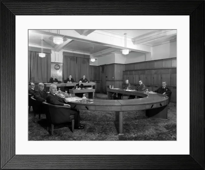 Framed Print : Boardroom scene at the Barnsley Co-op, South Yorkshire, 1957. Artist: Michael Walters Framed Print : Boardroom scene at the Barnsley Co-op, South Yorkshire, 1957. Artist: Michael Walters