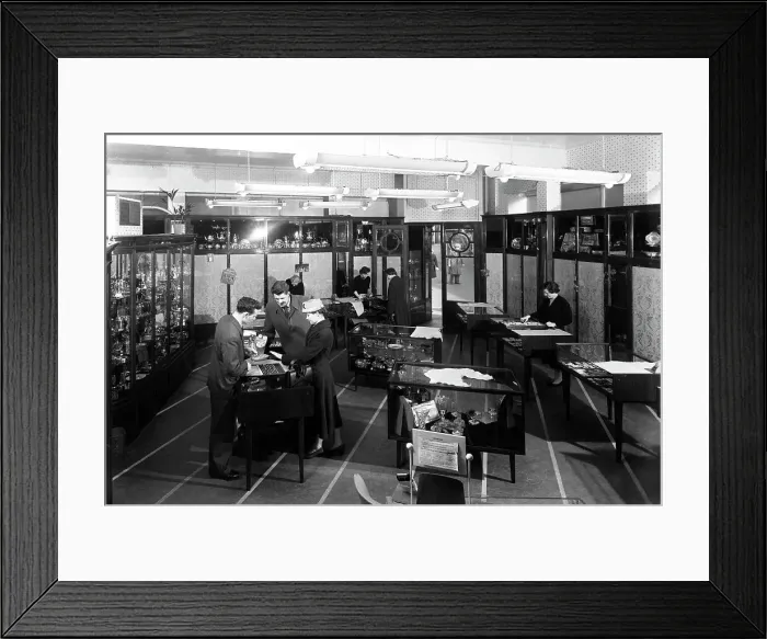 Framed Print : Customers in the Barnsley Co-op jewellery department, South Yorkshire, 1957. Artist Framed Print : Customers in the Barnsley Co-op jewellery department, South Yorkshire, 1957. Artist