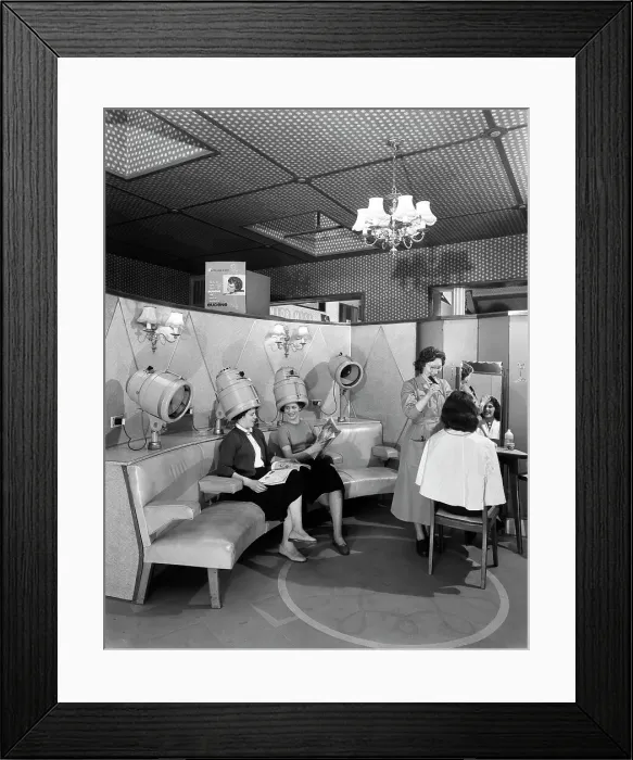 Framed Print : Hairdressing department, Barnsley Co-op, South Yorkshire, 1957. Artist: Michael Walters Framed Print : Hairdressing department, Barnsley Co-op, South Yorkshire, 1957. Artist: Michael Walters