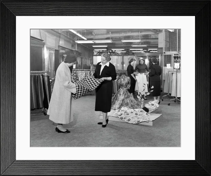 Framed Print : Ladies clothing department, Barnsley Co-op, South Yorkshire, 1957 Framed Print : Ladies clothing department, Barnsley Co-op, South Yorkshire, 1957