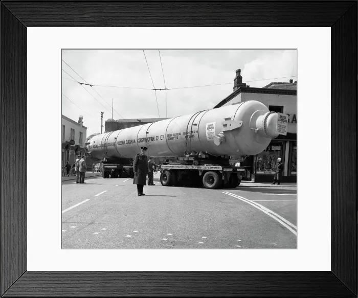 Framed Print : A heavy load stops the Manchester traffic, 1962. Artist: Michael Walters Framed Print : A heavy load stops the Manchester traffic, 1962. Artist: Michael Walters
