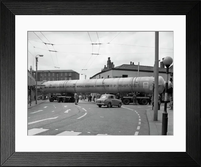 Framed Print : A heavy load stops the Manchester traffic, 1962. Artist: Michael Walters Framed Print : A heavy load stops the Manchester traffic, 1962. Artist: Michael Walters