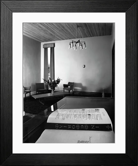 Framed Print : Chapel of Remembrance, Barnsley Co-op, South Yorkshire, 1962. Artist: Michael Walters Framed Print : Chapel of Remembrance, Barnsley Co-op, South Yorkshire, 1962. Artist: Michael Walters