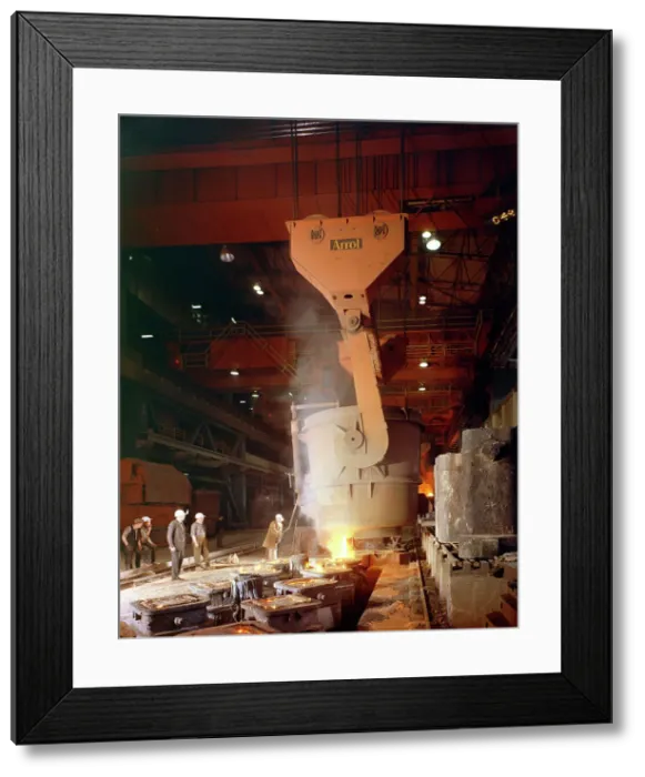 Framed Print : Teeming (pouring) steel ingots, Park Gate Iron and Steel Co, Rotherham, South Yorkshire, 1964 Framed Print : Teeming (pouring) steel ingots, Park Gate Iron and Steel Co, Rotherham, South Yorkshire, 1964