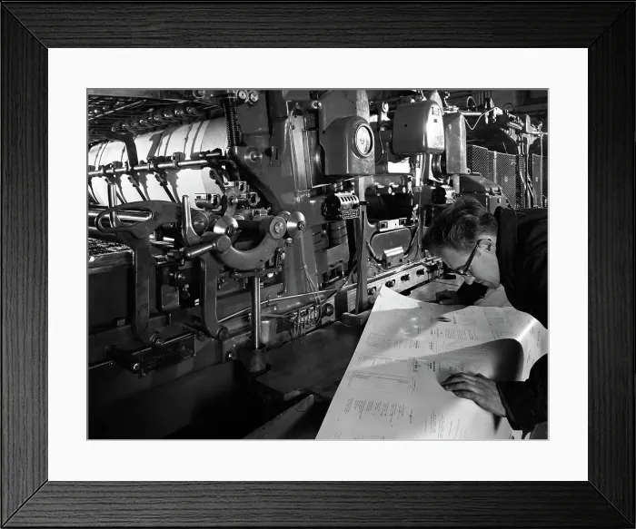 Framed Print : Checking printed pages from a two colour press, Mexborough, South Yorkshire, 1959 Framed Print : Checking printed pages from a two colour press, Mexborough, South Yorkshire, 1959