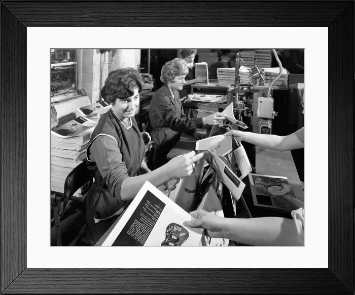Framed Print : The binding room at a printing company, Mexborough, South Yorkshire, 1959. Artist Framed Print : The binding room at a printing company, Mexborough, South Yorkshire, 1959. Artist