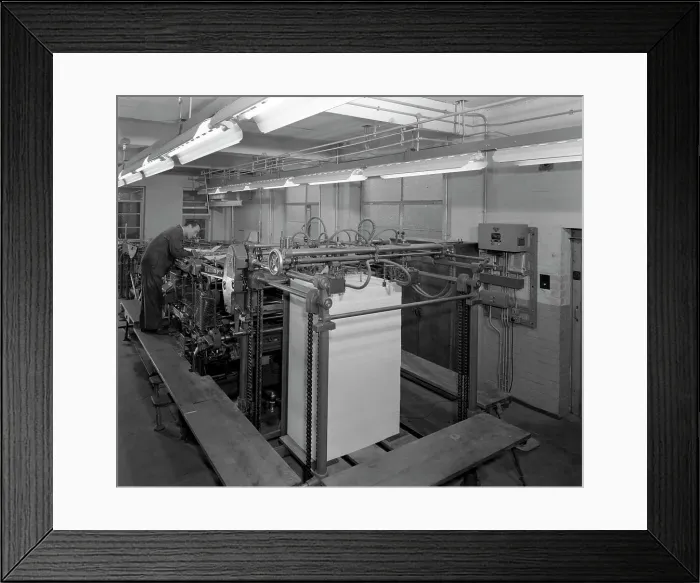Framed Print : Meilhe two colour printing machine in operation at a printers, Mexborough, South Yorkshire, 1959 Framed Print : Meilhe two colour printing machine in operation at a printers, Mexborough, South Yorkshire, 1959