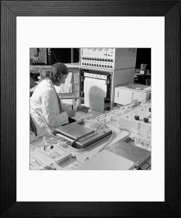 Framed Print : A Sequential Multi Analyser Machine at Rotherham General Infirmary, 1967. Artist Framed Print : A Sequential Multi Analyser Machine at Rotherham General Infirmary, 1967. Artist
