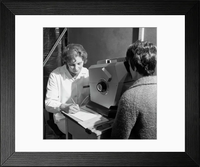 Framed Print : Eye screening, Rotherham, South Yorkshire, 1967. Artist: Michael Walters Framed Print : Eye screening, Rotherham, South Yorkshire, 1967. Artist: Michael Walters