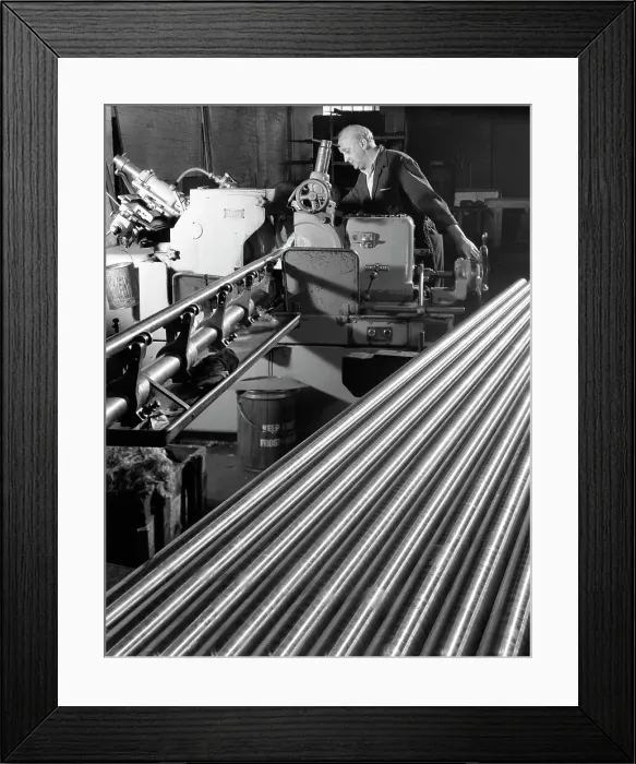 Framed Print : Grinding steel bars at J Beardshaw & Sons, Sheffield, 1963. Artist: Michael Walters Framed Print : Grinding steel bars at J Beardshaw & Sons, Sheffield, 1963. Artist: Michael Walters