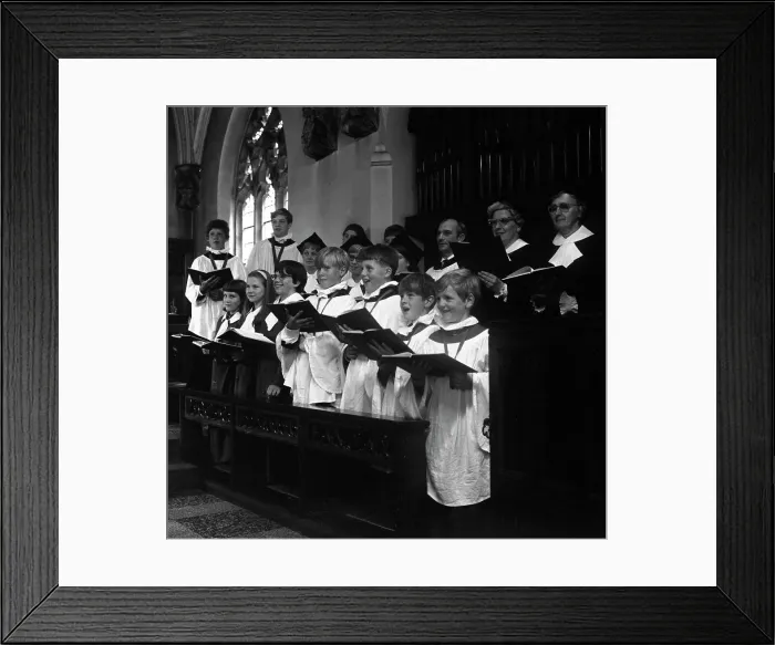 Framed Print : The choir from Brampton Parish Church singing during a service, Rotherham, 1969. Artist Framed Print : The choir from Brampton Parish Church singing during a service, Rotherham, 1969. Artist