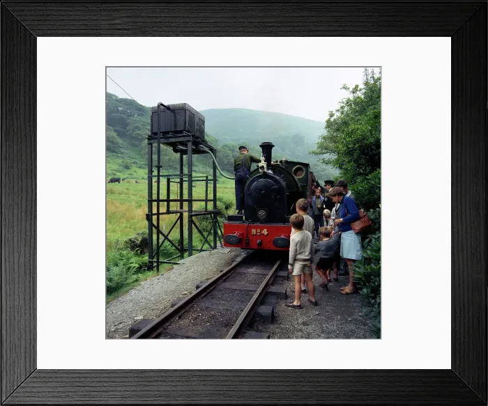 Framed Print : Number 4 engine at the Dolgoch falls stop on the the Talyllyn railway, Snowdonia, Wales, 1969 Framed Print : Number 4 engine at the Dolgoch falls stop on the the Talyllyn railway, Snowdonia, Wales, 1969