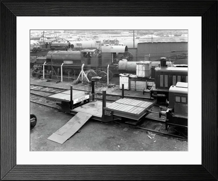 Framed Print : Laycock Engineering rail mounted loadlifta, Bicester sidings, Oxfordshire, 1959. Artist Framed Print : Laycock Engineering rail mounted loadlifta, Bicester sidings, Oxfordshire, 1959. Artist